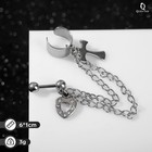 Серьга «Кафф» цепь с крестом, цвет серебро - фото 3558602