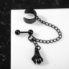 Серьга «Кафф» цепь с лапой, цвет чёрный - фото 9260801
