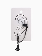 Серьга кафф «Лапа с цепочкой», чёрная - Фото 1