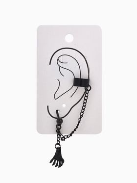 Серьга кафф «Лапа», с цепочкой, цвет чёрный  (артикул 6629317)  большой выбор товаров оптом и в розницу по низким ценам с доставкой