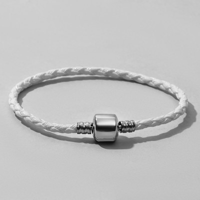 Браслет для шармов «Бусинка», основа, цвет белый в серебре, 18 см