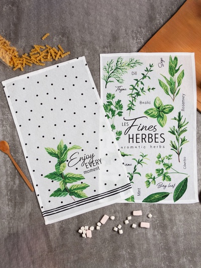 Набор кухонных полотенец Доляна Fines herbes, 35×60 см-2 шт., 100% хлопок