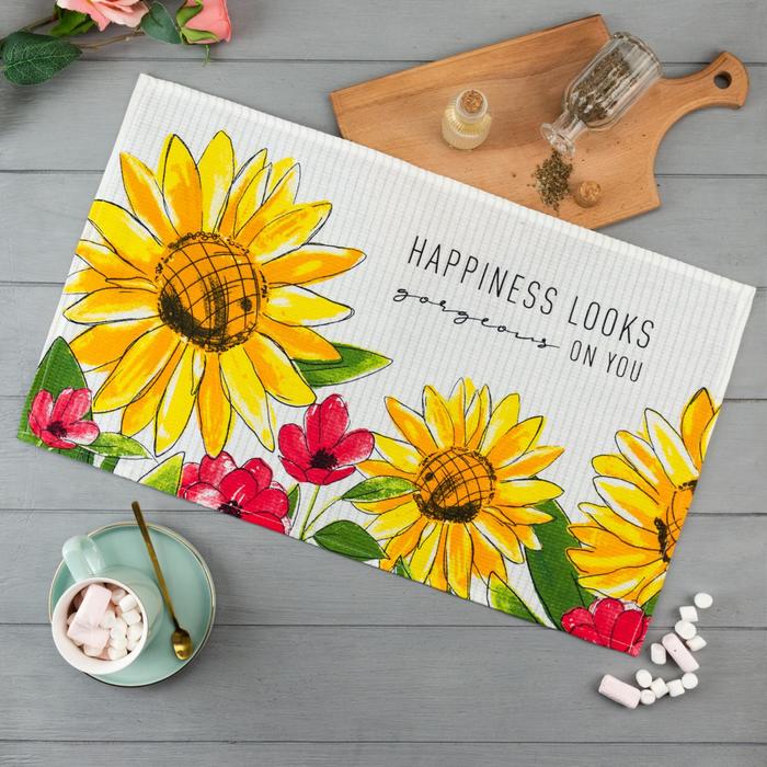 Полотенце кухонное Доляна Happiness looks 35×60 см, 100% хлопок, 160 г/м² - Фото 1