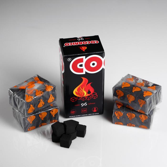 Кокосовый уголь для кальяна Cocobrico, 96 кубиков - Фото 1