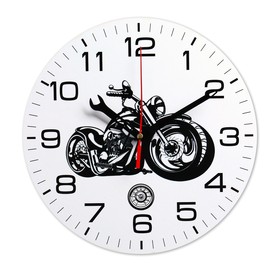 Часы настенные "Мотоцикл" d=24 см, плавный ход