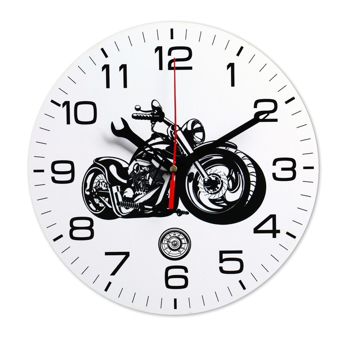 Часы настенные "Мотоцикл", плавный ход, d=24 см - фото 1907204420