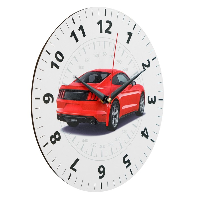 Часы настенные "Красный автомобиль", плавный ход, d=24 см - фото 1907204426
