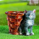 Фигурное кашпо "Котенок с корзиной" 22х17см - Фото 1