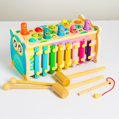 Логический центр 4 в 1 "Рыбалка, стучалка, металлофон, крутилка" 12.5×12.5×24.5 см