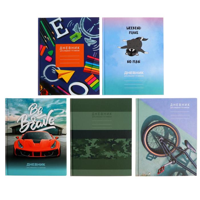 Дневник для 1-4 классов "Мальчики", твёрдая обложка, матовая ламинация, 48 листов, МИКС - Фото 1