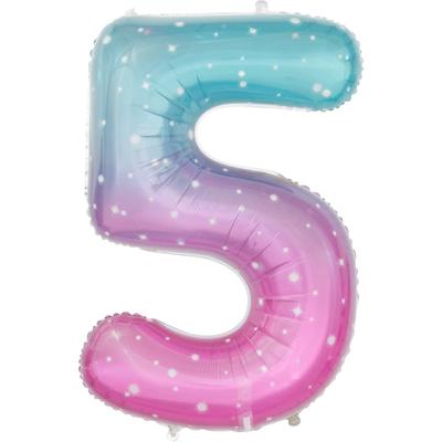 Шар фольгированный 32" «Цифра 5», нежные искры