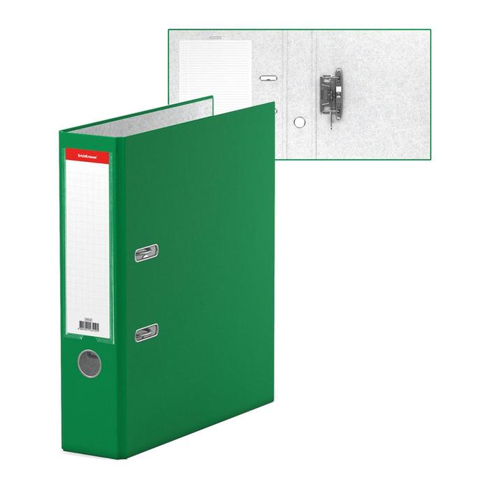 Папка–регистратор А4, корешок 70 мм, ErichKrause Granite, с арочным механизмом, зеленая, до 450 листов - Фото 1