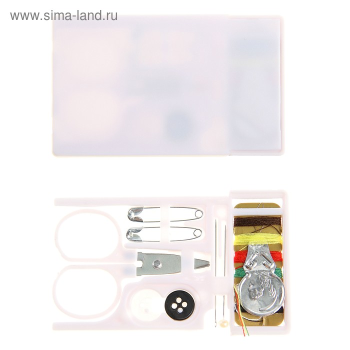 Набор дорожный для шитья, в пластиковой упаковке, цвет белый - Фото 1