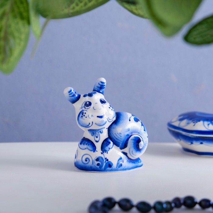 Сувенир гжель «Улитка», бело-синий,керамика, - Фото 1