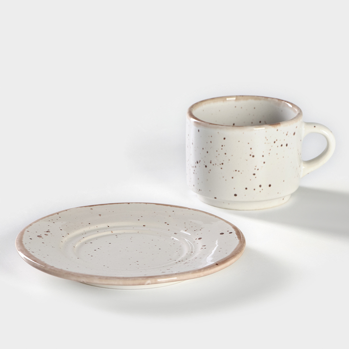 Чайная пара фарфоровая Punto bianca, 2 предмета: чашка 200 мл, блюдце d=15,5 см - фото 1905755737