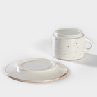 Чайная пара фарфоровая Punto bianca, 2 предмета: чашка 200 мл, блюдце d=15,5 см - фото 4321502