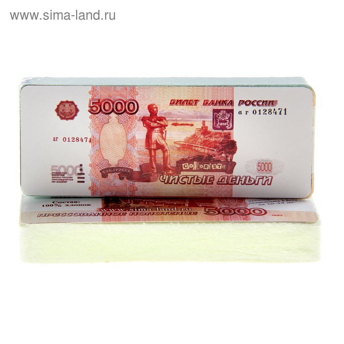 Полотенце прессованное "5000 рублей", размер 28 х 60 см, цвет микс - Фото 1