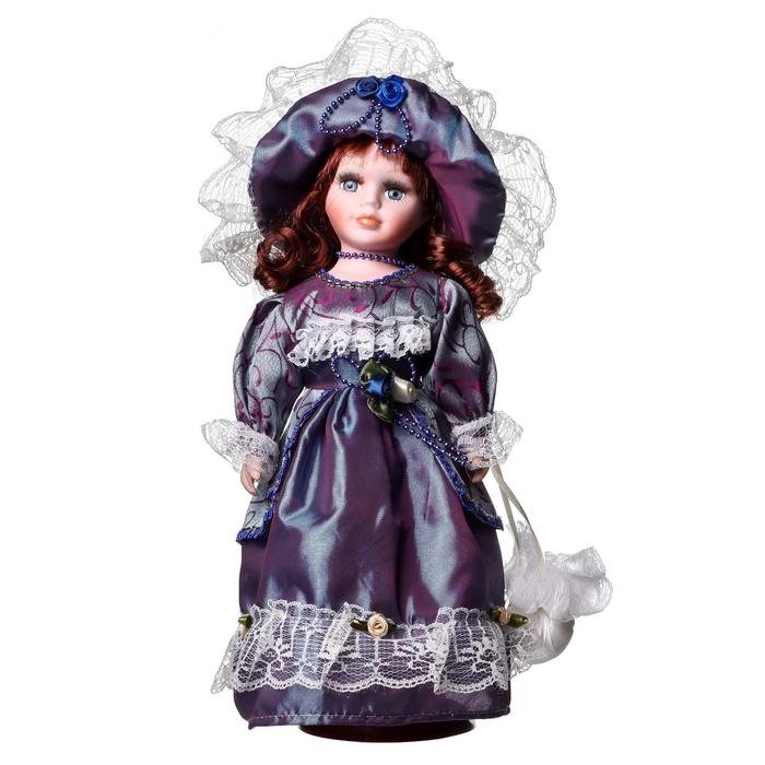 Кукла коллекционная керамика "Маленькая мисс в платье цвета голография" 30 см 49287