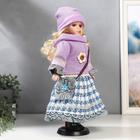 Кукла коллекционная «Блондинка с кудрями, сиреневый свитер и шапочка», 40 см 5483250