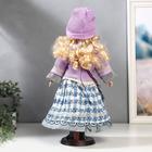 Кукла коллекционная «Блондинка с кудрями, сиреневый свитер и шапочка», 40 см 5483250