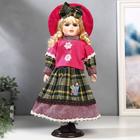 Кукла коллекционная керамика "Блондинка с кудрями, розовая шляпка и свитер" 40 см - фото 9200446