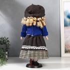 Кукла коллекционная керамика "Блондинка с кудрями, синий свитер с цветком" 40 см - фото 36733407