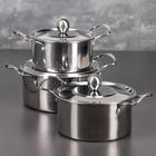 УЦЕНКА Набор кастрюль «Классик» 3 шт.: 1 л (d=16 см), 1.5 л (d=18 см), 2 л (d=20 см) - Фото 1