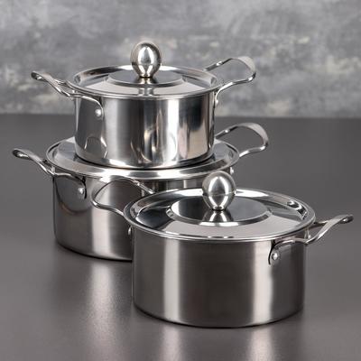 УЦЕНКА Набор кастрюль «Классик» 3 шт.: 1 л (d=16 см), 1.5 л (d=18 см), 2 л (d=20 см)