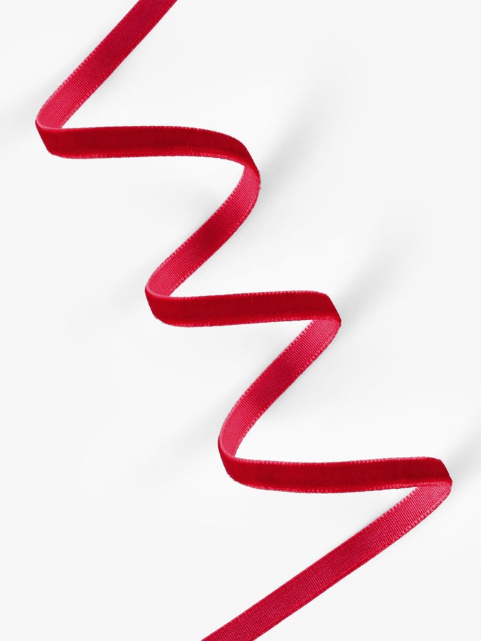 Лента бархатная, 6 мм, 18±1 м, красная №40