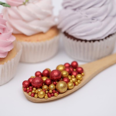 Посыпка кондитерская с мягким центром «Блеск»: золотая, красная, 50 г