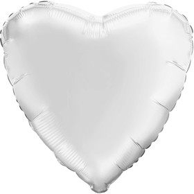 Шар фольгированный 19", сердце, цвет белый