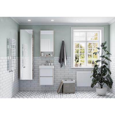 Шкаф-колонна с зеркалом Aquaton «Сканди», 230×400 мм, цвет белый/дуб верона