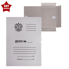 Папка для бумаг с завязками Calligrata 'Герб России', картон, 300 г/м2, до 200 листов, белая