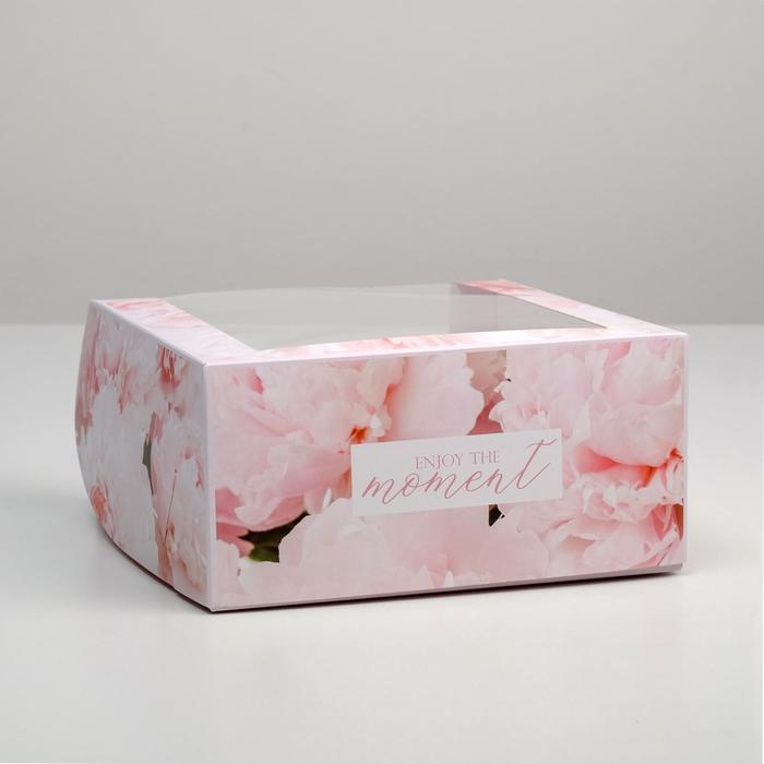 Коробка для торта с окном «Enjoy the Moment», 23 х 23 х 11 см
