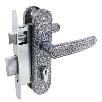 Замок врезной с ручками «Птимаш» ЗВ4-3.03, м/о 55, цвет серебро