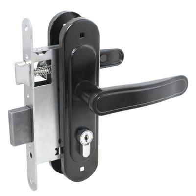 Замок врезной с ручками «Птимаш» ЗВ4-3.03, м/о 55, черный