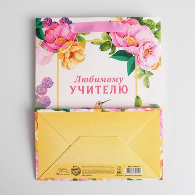 Пакет подарочный ламинированный, упаковка, «Любимому Учителю», MS 18×23×10 см