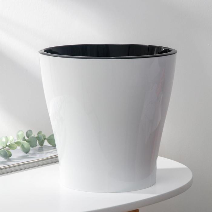 Кашпо для цветов со вставкой «Лея», 5 л, пластик, белое - Фото 1
