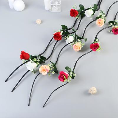 Декор тинги "Роза с полевыми цветочками" 150 см (фасовка 5 шт, цена за 1шт) микс