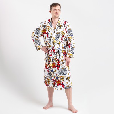 Халат вафельный мужской удлинённый Этель «Настоящий мужчина» размер 46-48, хлопок 100%