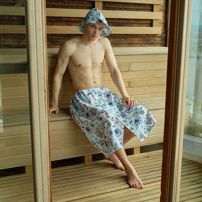 Набор для сауны «Этель. Капитан», килт 75×144 см, шапка, хлопок 100%