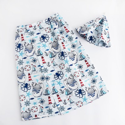 Набор для сауны «Этель. Капитан», килт 75×144 см, шапка, хлопок 100%