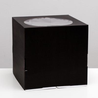Кондитерская коробка, с окном, черная, 30 х 30 х 30 см