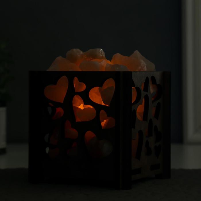 Соляной светильник с диммером "Корзина. Сердца" 1,8кг, 15Вт, 15х12х12 см - фото 1889557128