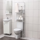 Стеллаж над унитазом со штангой для сушки, 47×25×175 см, белый - Фото 6