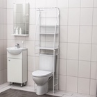 Стеллаж над унитазом со штангой для сушки, 47×25×175 см, белый - Фото 7