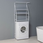Стеллаж над стиральной машинкой со штангой для сушки, 66×25×175 см, белый - Фото 6