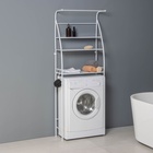 Стеллаж над стиральной машинкой со штангой для сушки, 66×25×175 см, белый - Фото 7