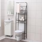 Стеллаж над унитазом со штангой для сушки, 47×25×175 см, цвет чёрный - Фото 1