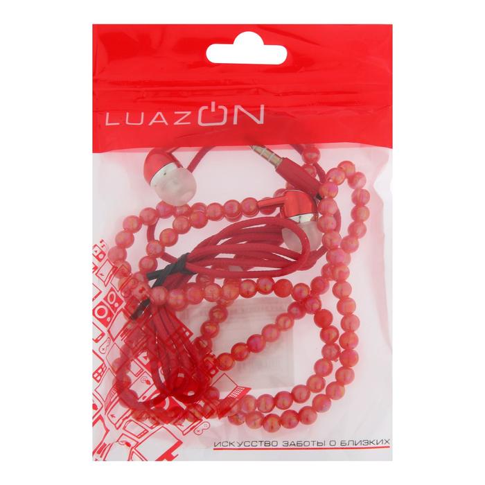 Наушники LuazON VBT 1.11 "Жемчуг", вакуумные, микрофон, красные - фото 51299538